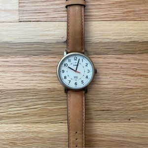 Timex Leather Strap Analog Watch (brown/brass)